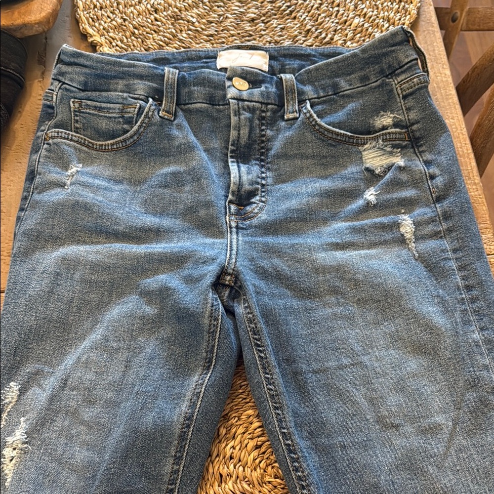 7 For All Mankind Distressed Boyfriend Jeans in Blue